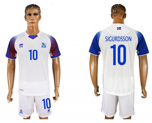 Iceland #10 Sigurdsson Away Soccer Country Jersey